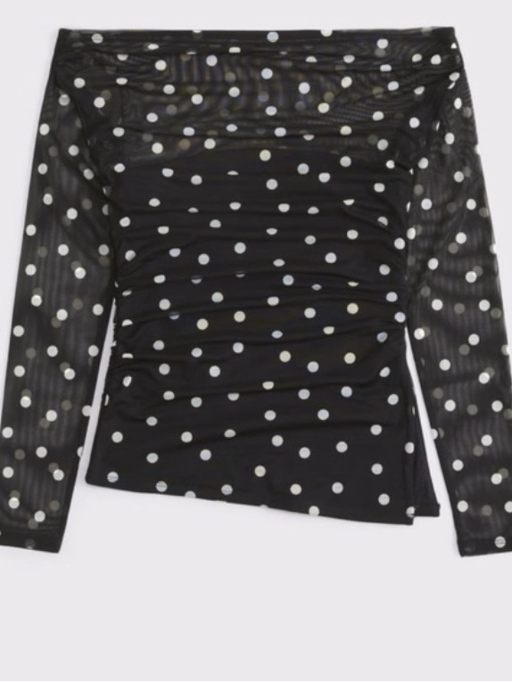 Abercrombie and Fitch Black Polka Dot Off-Shoulder Mesh Top
